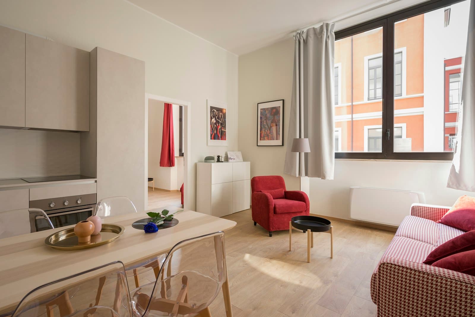 Apartment living room, decorative finish