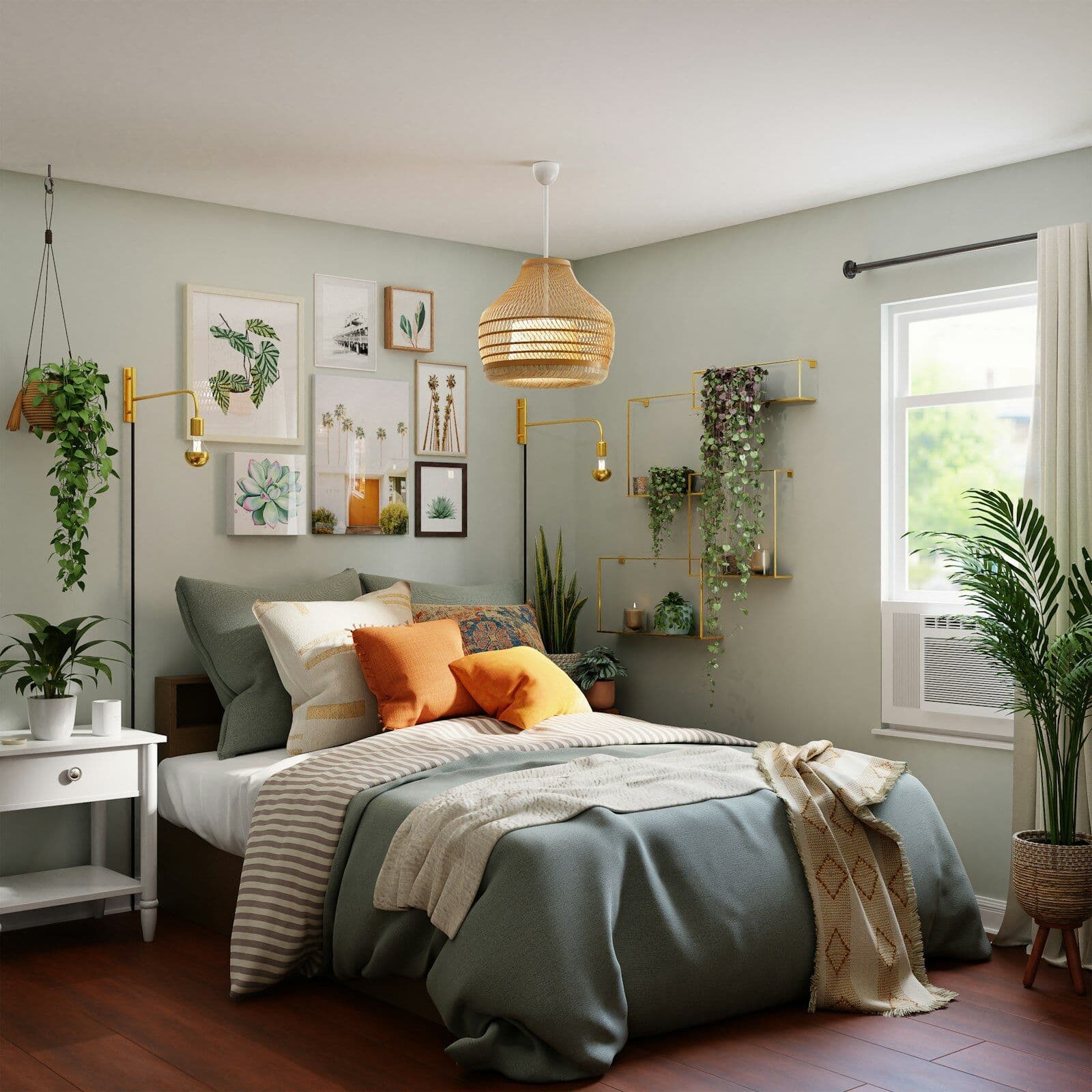 Breathable mineral finish in an older-building bedroom, Juhu Neutral bedroom suite finished in breathable mineral system